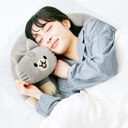 U-Shaped Cat Plush Pillow, Cute Plushies, 20" - Ultrasoft Cat Stuffed Animal, Birtday Gift (Black)
