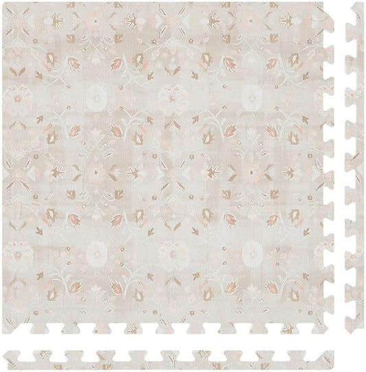 House of Noa Baby Play Mat – 4x6 Linen Gemma – Set of 6 Tiles – Cushioned EVA Foam Play Mat for Floor, Soft Interlocking Baby Crawling Mats for Hard Floors