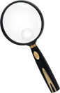 Feosky Handheld Reading Magnifier, 10X 30X Magnifier, 75mm Shatterproof Lens, Non-Slip Handle for Adults Close Work, Seniors Reading and Kids Nature Exploration, Hobby Observation(Gold)