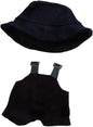 17cm Clothes Set(NO Doll), Hat & Overalls Set for 17cm Accessories Suit,Cute Stylish Clothing Suit for Doll Dress up (Black)