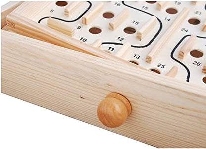 Topwon Wood Labyrinth Table Maze/Balance Board Table Maze Solitaire Game for Kids and Adults - Large - Great Gift