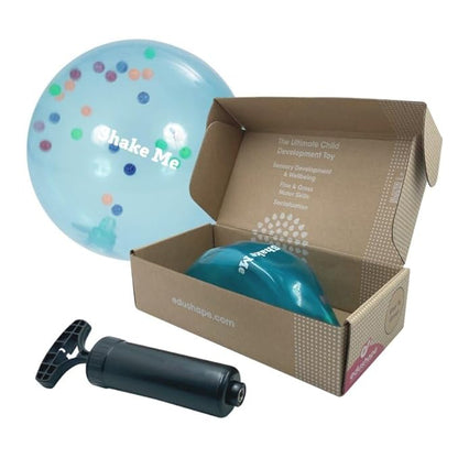 Edushape Rainbow Soft Sensory Ball for Baby and Toddlers - 7" Deflated with Pump Multi-Color Mini Noisemaker Toddler Ball with Colorful Beads Inside - Fine Motor Skills Development