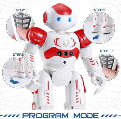 KingsDragon RC Robot Toys for Kids, Gesture & Sensing Programmable Remote Control Smart Robot for Age 3 4 5 6 7 8 Year Old Boys Girls Birthday Gift Present,Red