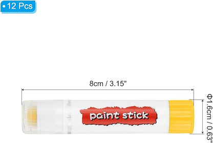 PATIKIL Tempera Paint Sticks, 12 Pcs Solid Tempera Paints Sticks Washable Bulk Markers Pen Quick Drying for Artists Beginners Art Supplies, Light Yellow