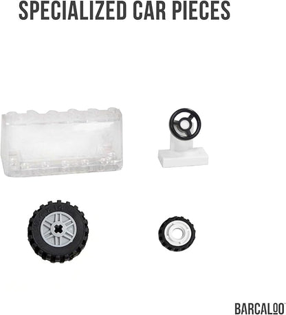 Barcaloo 400 Piece Wheels and Axles Sets, Building Bricks Car Parts and Pieces Kit - Car Building Set with Wheels, Axles & Windshields and Bonus Bricks