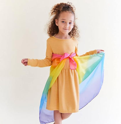 Sarah's Silks Enchanted Playsilk | 100% Silk Sensory Toys for Toddlers | Square Scarves, Montessori and Waldorf Toys for Pretend Play - Rainbow
