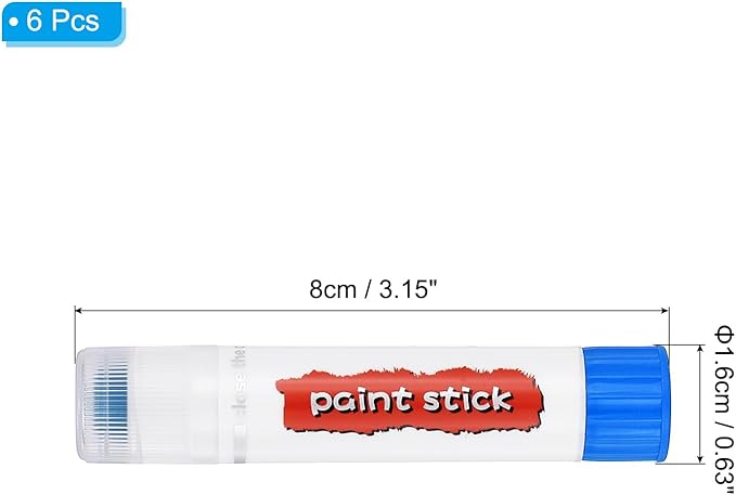 PATIKIL Tempera Paint Sticks, 6 Pcs Solid Tempera Paints Sticks Washable Bulk Markers Pen Quick Drying for Artists Beginners Art Supplies, Blue