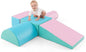 HONEY JOY 5-Piece Climb and Crawl Playset, Soft Climbing Foam Block Activity Play Structure Gym Equipment for Infant Baby, Color Coordination, Waterproof Indoor Climbing Toys for Toddlers (Green)