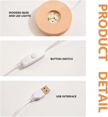 3D Cat and Butterfly Engraved Pattern with Wooden Lighted Base, USB Powered Cable with Switch, Night Light Decoration, Cat Lamp for Bedroom Unique Cat Gifts