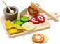 PlanToys® Wooden Pretend Cheese & Charcuterie Board Food Toy for Kids | Includes Cheese, Sausage, Crackers, Grapes, Knife & Board | Montessori Role Play Kitchen Toy for Imaginative Learning
