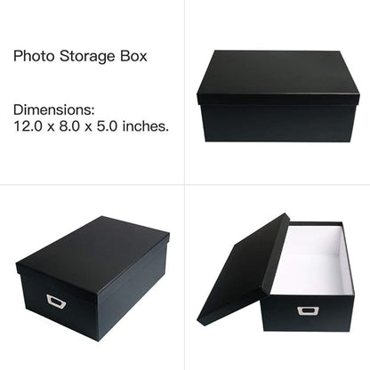 novelinks Photo Case 4" x 6" Photo Storage Box - 10 Inner Picture Storage Container (Black, 2 Pack)