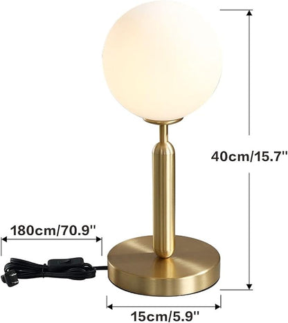 KCO Lighting Modern Gold Metal Table Lamp Mid Century Bedside Table Lamp with Matte Globe Golden Indoor Standing Light for Bedroom Vanity Living Room