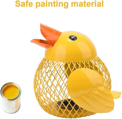 5 inches Coin Jar Duck Piggy Bank, Saving Box Metal Money Organizer,Kid's Coin Bank Hand Made,Anti-Rust Coin Piggy Bank for Kids and Adults,Money Container for Girl and Boy