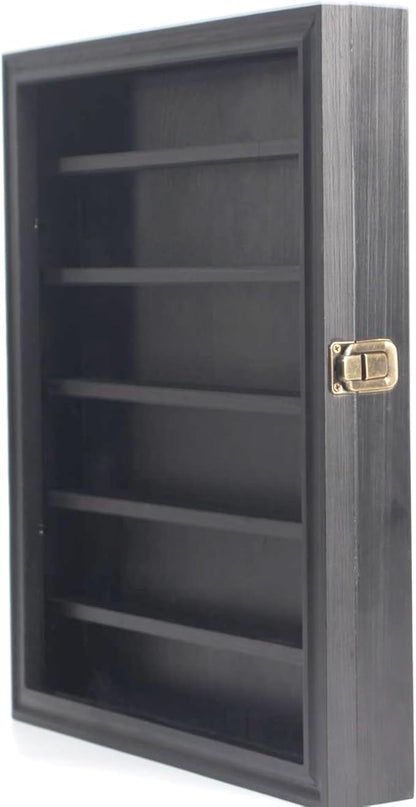 Challenge Coin Display Wall Mount, Military Coin Display Box with Removable Shelf, Poker Chip Holder, Lockable Cabinet Rack Stand