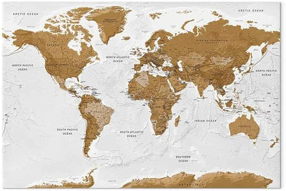 Artgeist Canvas Wall Art Print World Map 35x24 in - 1pcs Picture with Acoustic Foam Sound Print Artwork Room Acoustics Soundproofing World Travel Map k-A-0104-b-b