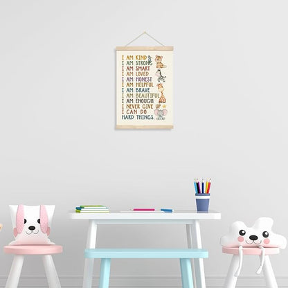 Positive Affirmations Banner, Canvas Wall Art, Inspirational Wall Hanging Poster, Mental Health Decors, Therapy Canvas Poster, Inspirational Hanging Decor for Classroom Home Bedroom 11.8x15.7 Inches