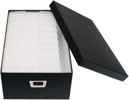 novelinks Photo Case 4" x 6" Photo Storage Box - 10 Inner Picture Storage Container (Black, 1 Pack)