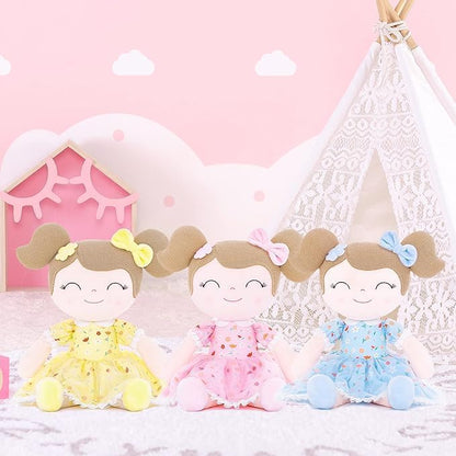 Gloveleya Personalized Doll with Embroidered Name - Floral Pink Custom Plush Doll for Girls Cute Plush Doll Customized Gift - Muñecas de Trapo Personalizadas para Niñas