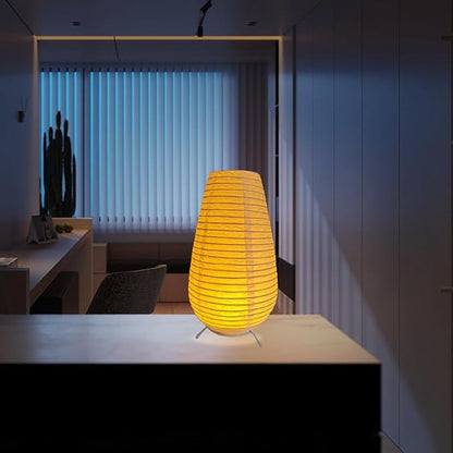 Battery Operated Lamp Bedside Table Lamp Paper and Chrome Standing Lamp Room Decoration Festival Lantern Light Nightstand Desk Lamp Bedroom Dresser Living Kids Room College Dorm Coffee