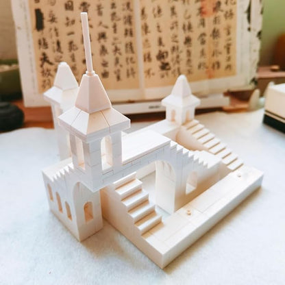 AIYIMUSIDEEN White Moebius Castle Building Block，Architecture Building Blocks Suitable for Adults