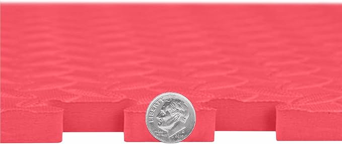 IncStores 1/2 Inch Thick Diamond Soft Foam Flooring Tiles | High-Density Interlocking Foam Tiles for Rugged Style in Your Home Gym, Playroom, and More | Red, 12 Tiles