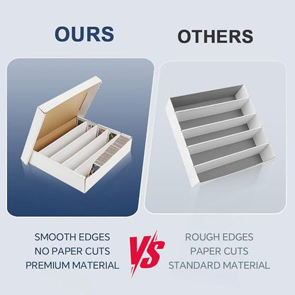 CROSSDESIGN Graded Card Storage Box Sport Trading Card Corrugated Cardboard Holder Container Holds 5000 Count(White Corrugated Paper)