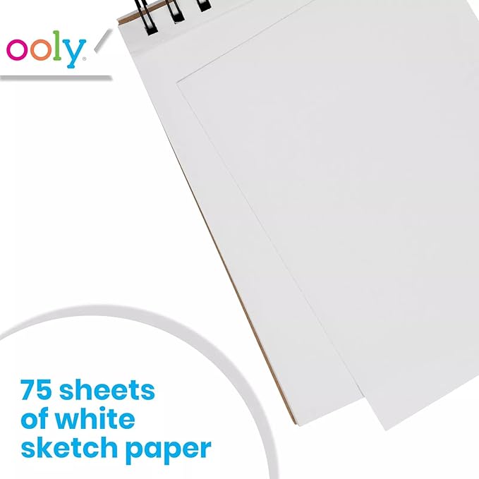 OOLY DIY Cover Large Sketchbook, 8 x 10.5 Inches White Paper Sketchbook Drawing Book for Kids, Artists Drawing Pad for Gel Pens