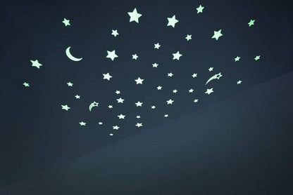 Starry Night Series (48 pcs/Pack), Glow in The Dark Educational Wall Stickers, The Eco-Friendly and Brightest Wall Stickers for Ceiling, Bathtime, Bedroom, Party, Decor