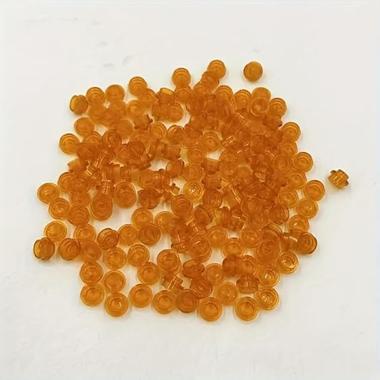 560 Piece Transparent Colors Building Plate Bulk, Round 1x1, Compatible with Lego Parts and Pieces: (Color:Transparent Orange)