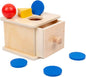 Adena Montessori Coin Box,3 in 1 Object Permanence Box Toys for 1 Year Old Baby Coins,Wooden Montessori Ball Drop Toys Developmental Toys for 6-12 Month Infant Toys,Triangle Ball Round Shapes