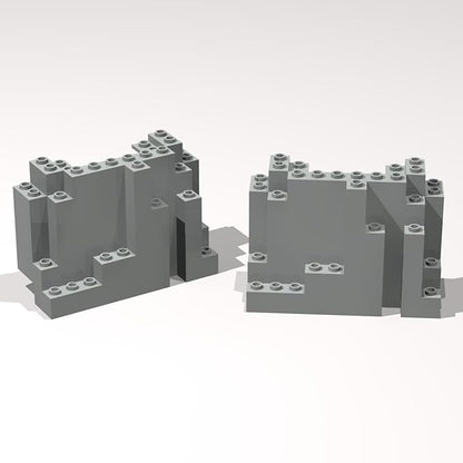 Classic Building Rock Bulk, Rockery Panel 4x10x6 Medium Symmetric 20 Piece, Compatible with Lego Parts and Pieces: (Color:Light Gray)