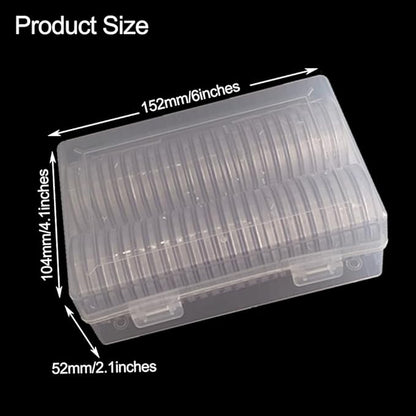 40.6mm Silver Dollar Coin Holder,Silver Eagles Coin Capsules for Collectors with Clear Plastic Storage Organizer Box for Coin Collection Supplies (50)