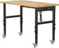 48" Adjustable Workbench,Heavy-Duty Work Table,3000 LBS Load Capacity Hardwood Workstation Outlets with Power Strips and Wheels,for Workshop, Garage