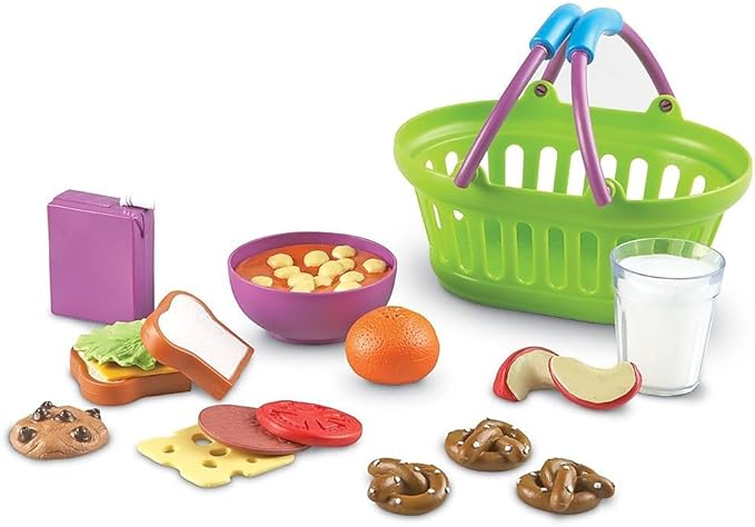 Learning Resources New Sprouts Lunch Basket, Pretend Play Food, 18 Piece Set, Ages 18 mos+