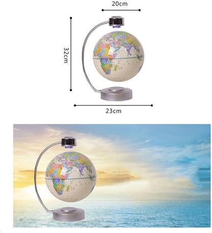 Magnetic Levitation Globe, 8" Mag Lev Earth Globe, Suspended Auto Dual-Rotation, Touch-Controlled LED Light, Suitable for Decorative Ornaments, Business, Holiday Gifts (White)