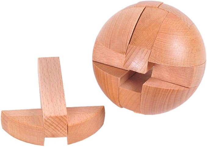 AHYUAN Handmade Wooden Puzzle Magic Ball Brain Teasers Toy Intelligence IQ Games 3D Sphere Puzzles for Children and Adults (3 x 3 x 3 inch)