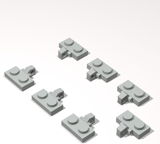 Classic Building Hinge Plate Bulk, 1x2 Locking with 1 Finger on Side with Groove 100 Piece, Compatible with Lego Parts and Pieces: (Color:Light Gray)