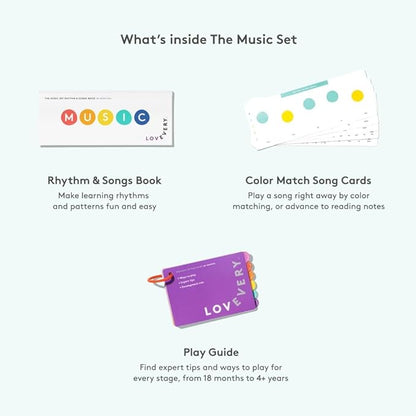 Lovevery | The Music Set | 6 Montessori Musical Instruments & Rhythm Book | Educational Toys for Toddlers & Preschoolers | Simple Songs and Play Guide | Ages 18 Months to 4+ Years