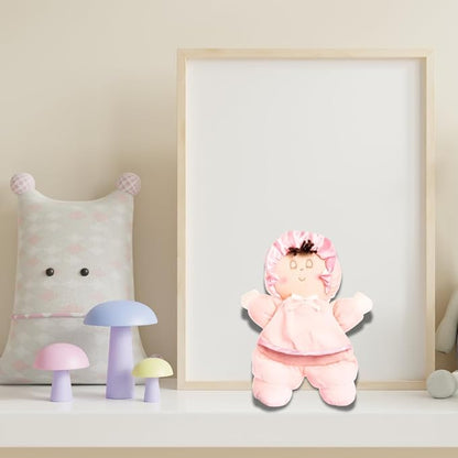 My First Baby Doll, Super Soft Baby Doll Made for Cuddles, Vintage Classic Style with Pink Dress and Brown Hair, Ideal New Baby Gift or Baby Shower Present