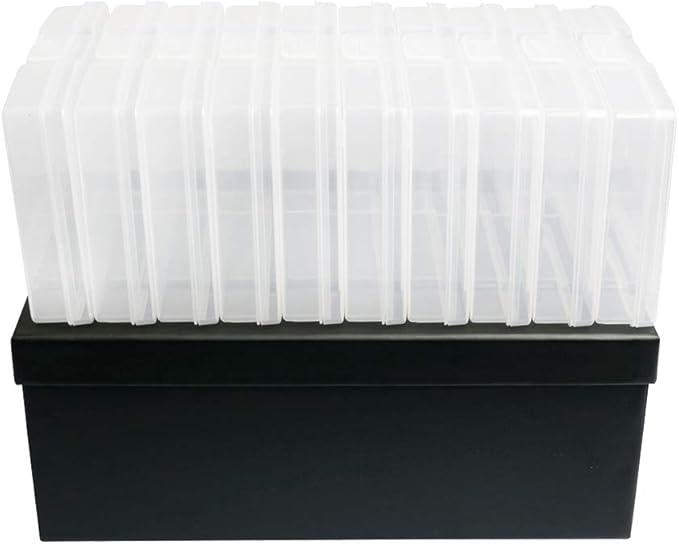 novelinks Photo Case 4" x 6" Photo Storage Box - 10 Inner Picture Storage Container (Black, 2 Pack)