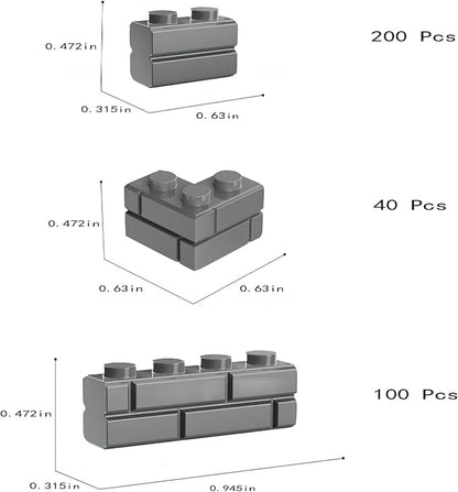Classic Building Bricks, 340 Pcs Masonry Profile Bricks Wall Bricks Blocks, Compatible with Major Brands Parts and Pieces, Creative Building Block Toys (340 Pcs) (Dark Gray)