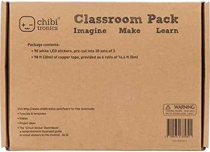 Chibitronics Classroom Pack of 90 White LED Stickers - Full Stem/Steam kit - for Educators in The Classroom - Paper Circuits - Peel and Stick Circuits