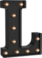 Foaky Black LED Letter Lights for Room Decor - Bedroom Wall Decor, Alphabet Lights for Home, Wedding, Party - Battery Operated （L）