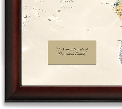 Map Your Travels Deluxe Push Pin World Map | Premium Wood Frame | Personalized Gift Map | Handmade in Minnesota | 33" x 21"