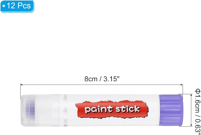 PATIKIL Tempera Paint Sticks, 12 Pcs Solid Tempera Paints Sticks Washable Bulk Markers Pen Quick Drying for Artists Beginners Art Supplies, Light Purple