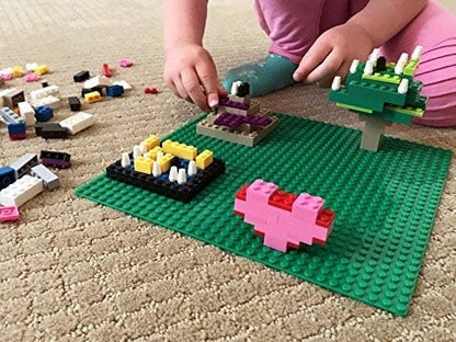 Apostrophe Games Building Blocks Base Plates Compatible with All Major Brands – 2 Pack, 10-1/16" x 10-1/16" Inches Baseplate for Building Bricks – Durable and Sturdy Baseplates (2X Green)