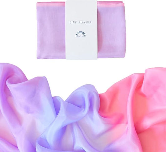 Sarah's Silks Giant Playsilk | 100% Silk Toy for Toddlers | Bright Colored Large Scarves for Fort Building and Pretend Play - Blossom