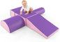 HONEY JOY 5-Piece Climb and Crawl Playset, Soft Climbing Foam Block Activity Play Structure Gym Equipment for Infant Baby, Color Coordination, Waterproof Indoor Climbing Toys for Toddlers (Purple)