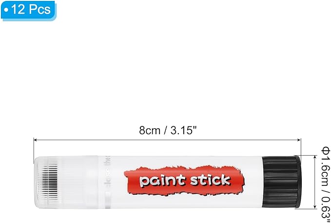 PATIKIL Tempera Paint Sticks, 12 Pcs Solid Tempera Paints Sticks Washable Bulk Markers Pen Quick Drying for Artists Beginners Art Supplies, Black