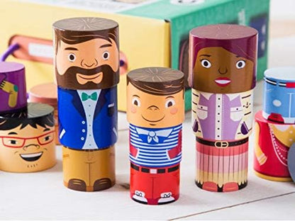 32-Piece Multiracial Magnetic Family Play Set – Wooden Diversity Building Blocks for Kids – Multicultural Puzzles & SEL Toy for Toddlers & Children